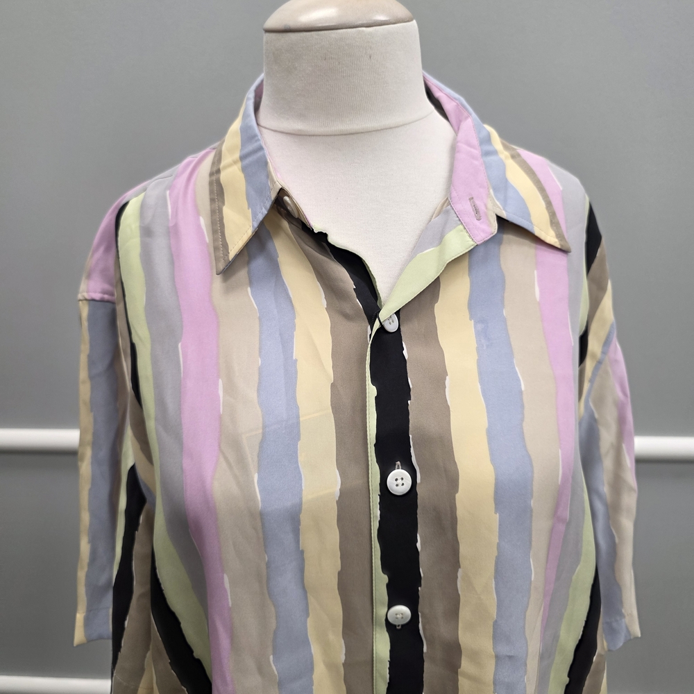 Stacy Adams Multicolor Striped Casual Button Down Shirt Silk - Picture 2 of 9
